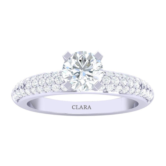 CLARA Made with Swiss Zirconia 925 Sterling Silver Round Solitaire Ring Gift for Women and Girls