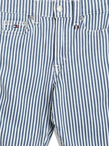 Girls Striped Regular-Fit Cotton Jeans Blue