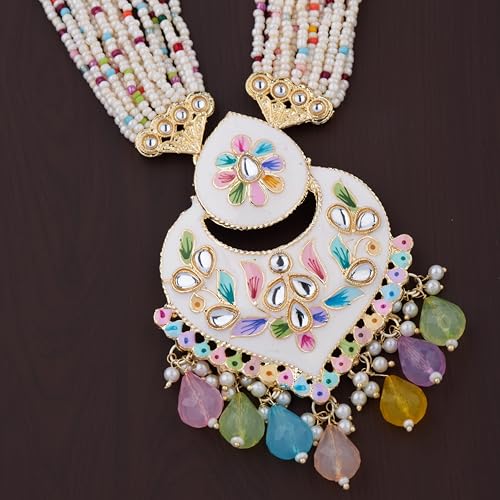 GC PREMIUM JEWELLERY Traditional Gold-Plated Meenakari Jewellery Set with Kundan and Floral Design