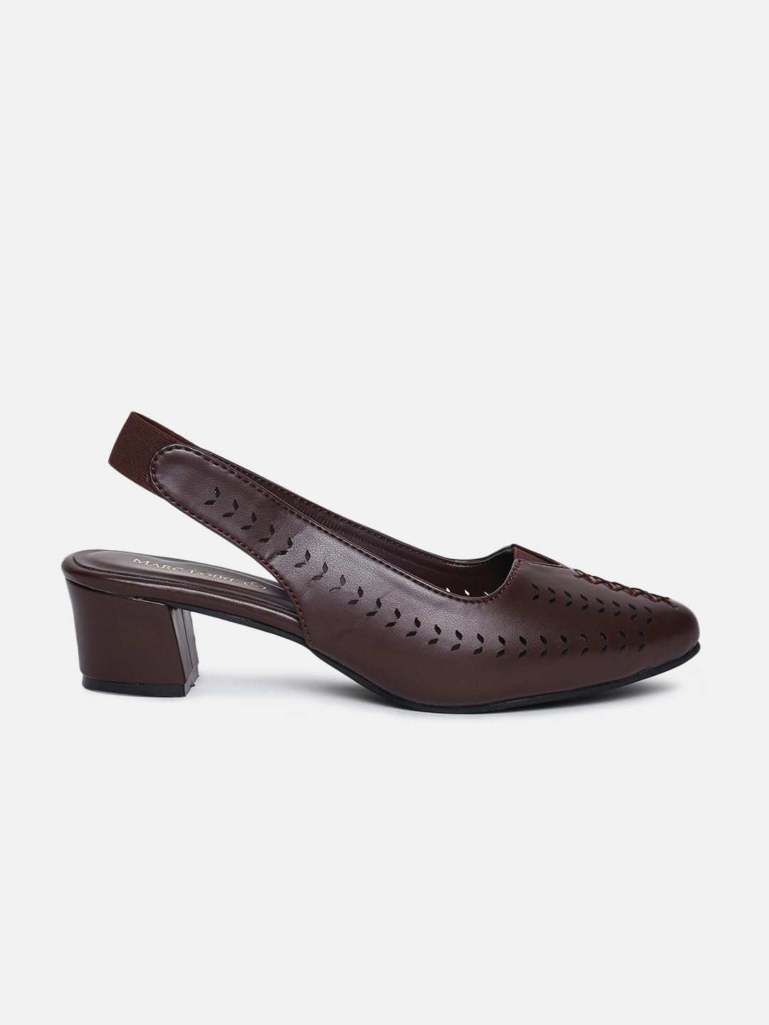 Marc Loire Women Pointed Toe Block Heel Sandal for Office Wear (Brown, 5)