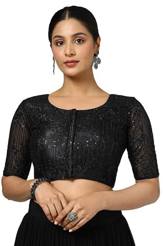 Soch Womens Black Net Embellished Blouse with Sequins