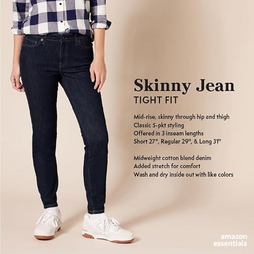 Amazon Essentials Women's Skinny Jean Pant, White, 6 Short