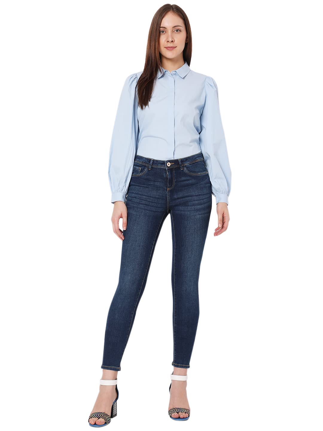 VERO MODA Women's Skinny Fit Blue Classic Jeans_28