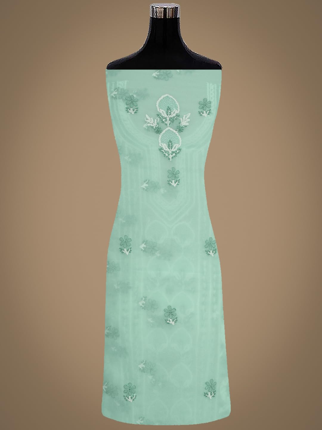 Ada Hand Embroidered Lucknowi Chikankari Unstitched Georgette Dress Material Suit Piece with Dupatta for Women 01A867502 Seafoam Green