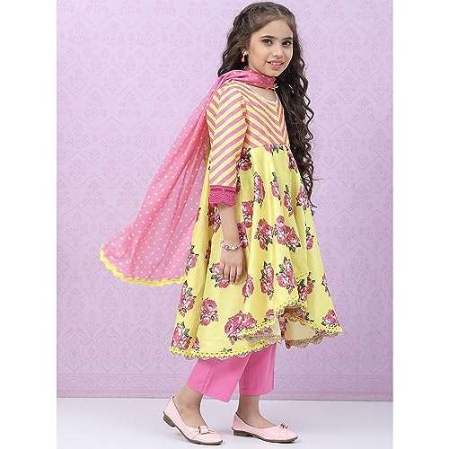 BIBA GIRL PRINTED STRAIGHT KID(KW4758_LIME GREEN_7)