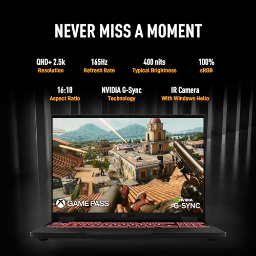 ASUS TUF A16,AMD Ryzen 9 8940HX, Gaming Laptop(RTX 5070-8GB/115W TGP/16GB/1TB /2.5K QHD+/16"/165Hz/90WHrs/Windows 11/M365 Basic (1Year)*/Office Home 2024/Jaeger Gray/2.2 Kg) FA608PP-QT014WS