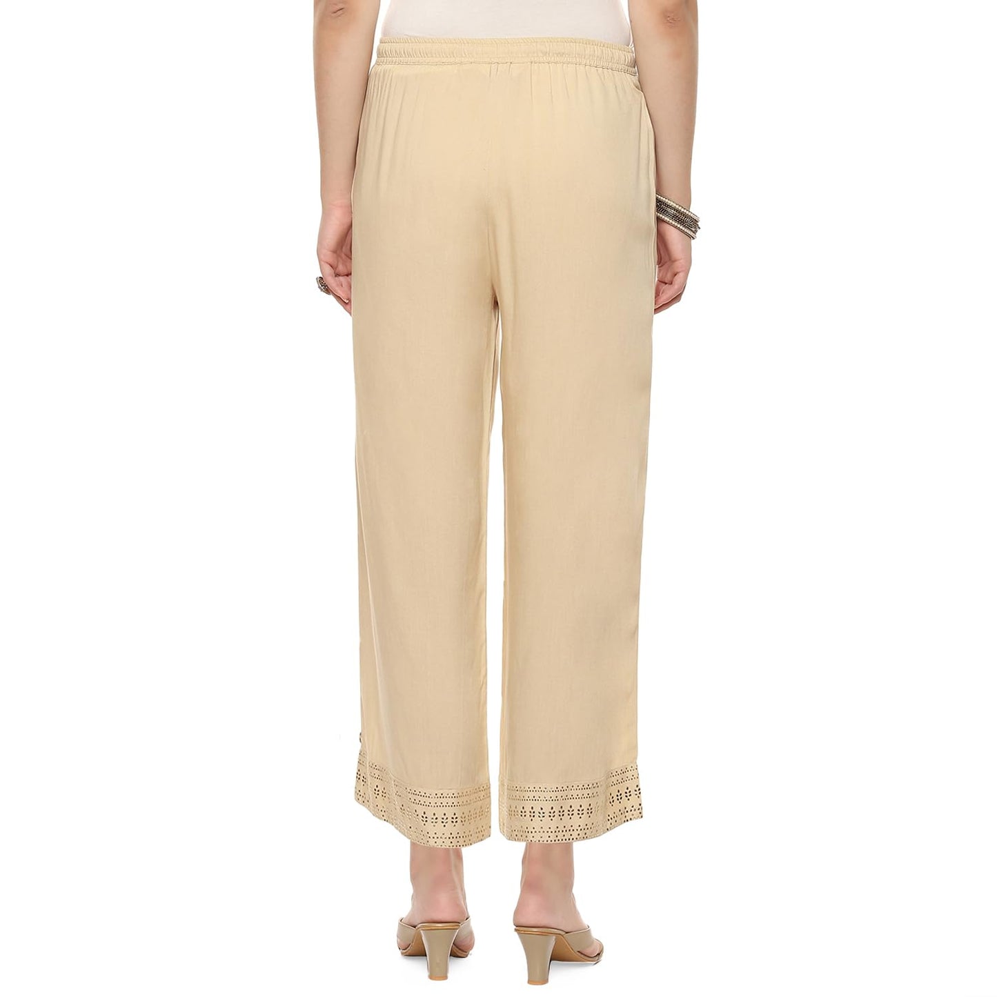 BIBA Women Solid Bottom WEAR(Bottom W19888_Beige_S)