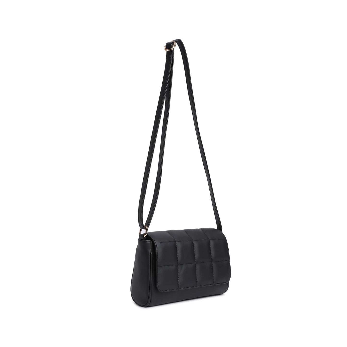 Fastrack Quilted Sling Bag for Women | Chic Crossbody Bag for Girls, Ladies, Women | Spacious Bag with Slip Pocket Made of Faux Leather (Black)