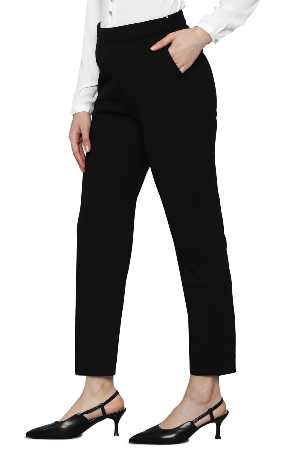 Allen Solly Women's Regular Casual Pants (AHTFCRGF063165_Black_34)