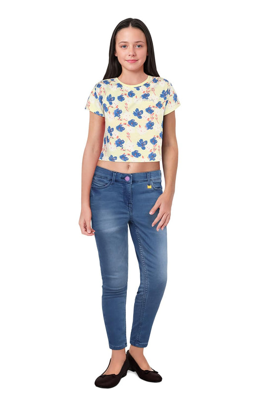 Allen Solly Boy's Regular Fit T-Shirt (AGKCERGF320498_Yellow AOP