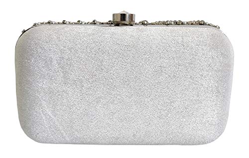 DUCHESS Women and Girls Embroidered Silver Clutch