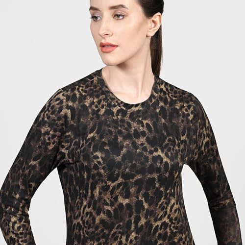 Skechers Womens GODRI Serene Cheetah LS Natural Taupe Tops