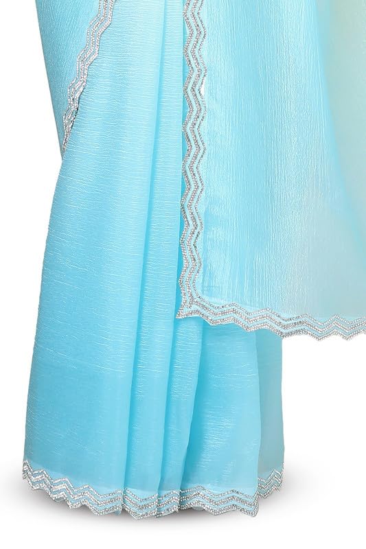 Soch Womens Yellow Organza Ombre Saree With Stone Work