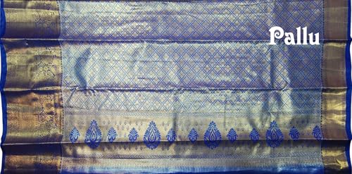 VFCollections Women's Traditional Handloom Kanchipuram Silk Pure Pattu Sarees | Rich Zari Woven Design | Unstitched Blouse (Vfc024-14), Multicolored