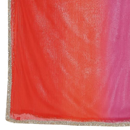 Biba Girl's Orange-Coral Polyester Blend Gathered Suit Set