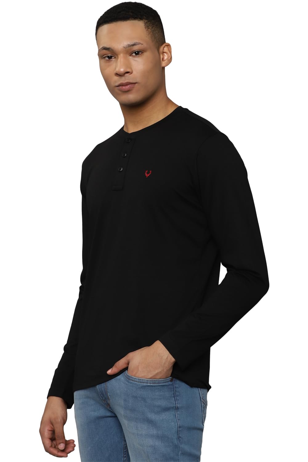 Allen Solly Men's Solid Slim Fit T-Shirt (ASKHCUSGPP06125_Black L)