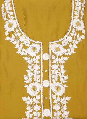 SALWAR STUDIO Mustard Embroidered Unstitched Dress Material_DEEPAK-0221