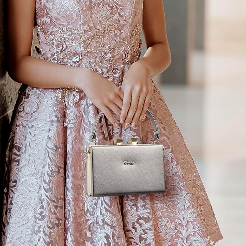 EXOTIC Premium® Bridal Clutch Luxurious Box-Style Gold Frame Desing (PURPLE)