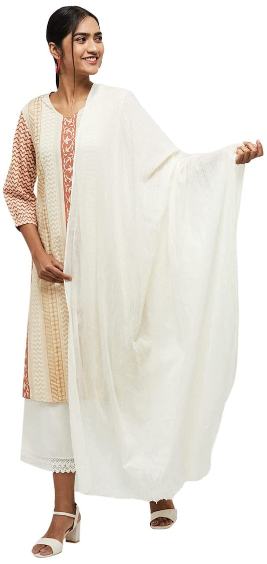 Max Women Solid Crushed Dupatta (NOOSCTD21OW_Off White_FS)