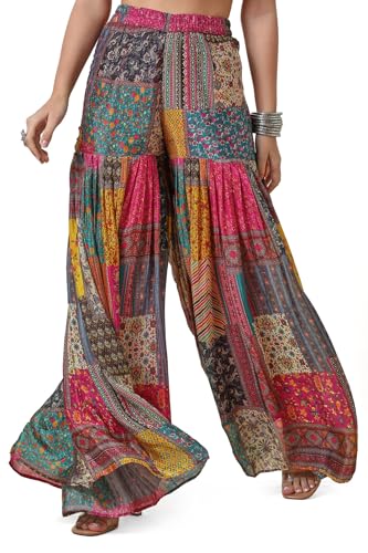 Soch Womens Fuchsia Chinon Abstract Print Suit Set With Zardosi