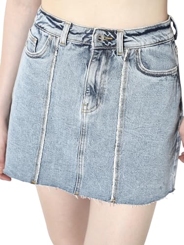 ONLY Women's Solid Flared High-Rise Blue Skirt