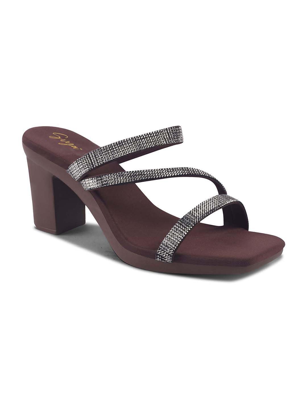 SVYA Comfortable Heel Sandals for Women and Girl. (Brown, UK Footwear Size System, Adult, Women, Numeric, Medium, 8)