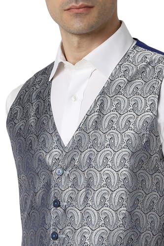 Van Heusen Men's Polyester Blend Three Piece Suit-Dress Set (VHSUWSLFV48212_Blue_46