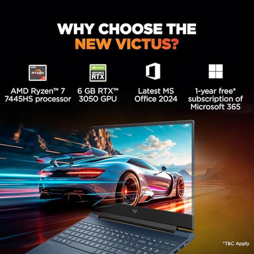 HP Smartchoice Victus, AMD Ryzen 7 7445HS, 6GB RTX 3050, 16GB DDR5(Upgradeable) 512GB SSD, 144Hz, 300 nits, 15.6''/39.6cm, Win 11, Office 24, Blue, 2.29kg, fb3134/20ax, Xbox Gamepass*, Gaming Laptop