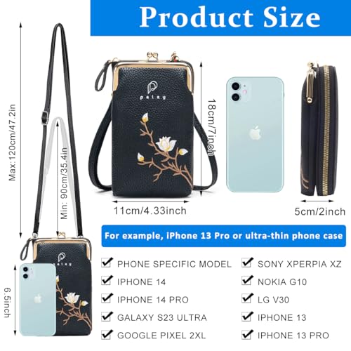PALAY® Women Crossbody Phone Bags for Max 7.5'' Mobile Phone Holder Pocket Wallet PU Leather Sling Purse Wallet for Women Girls Mini Shoulder Bags with Multi Card Slots