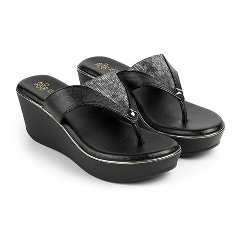 tresmode Jose Black Women's Dress Wedge Sandals in Size 6 UK / 39 EU
