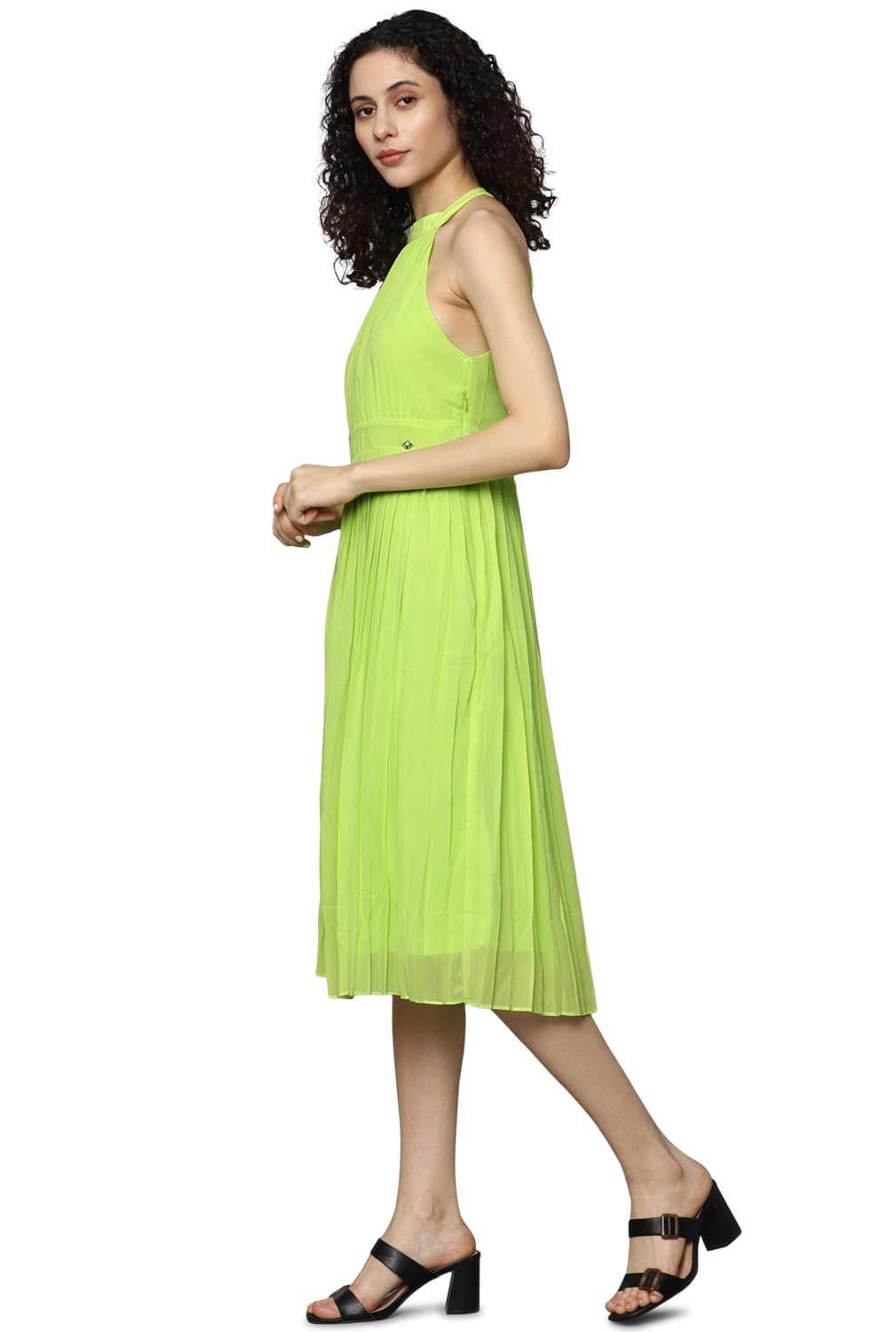 Allen Solly Women's Polyester Modern Calf Length Dress (AHDRCRGFS78559_Green