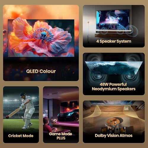 Hisense 126 cm (50 Inches) 4K Ultra HD Smart QLED TV | 48W Powerful Speakers | Dolby Atmos & HDR10+ | ALLM, VRR & Game Mode and Cricket | AI 4K Upscaler | VIDAA OS | 50E75Q (Black)