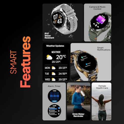 Fire-Boltt Talk Round Smart Watch 1.39″ TFT Display with Bluetooth Calling, Dual Button, Voice Assistance, SPO₂ & Heart Rate Monitor, 120+ Sports Modes, Smartwatch for Men & Women - Blue