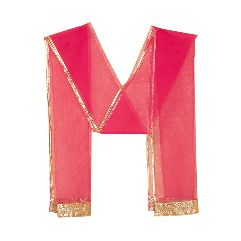 Hopscotch Girls Silk Blend Blouse and Lehenga Ethnic Set with Dupatta Readymade In Red Color For Ages (5-6 Years)