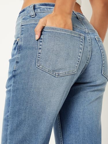 Max Women Washed Kick Flare Jeans(Blue_30)