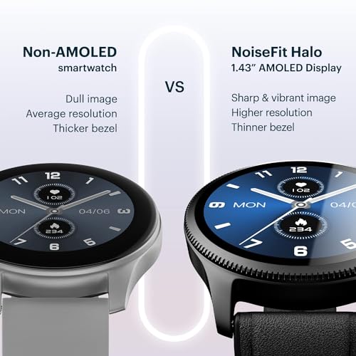 NoiseFit Halo Limited Edition 1.43" AMOLED Display, Bluetooth Calling Round Dial Smart Watch, Premium Metallic Build, Always on Display, Smart Gesture Control, 100 Sports Modes (Jade Alloy)