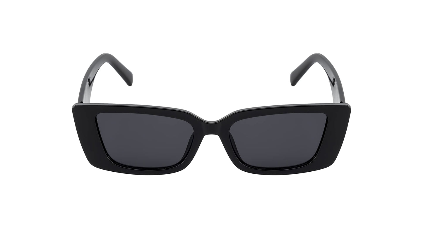 Ted Smith Men's Women's UV Protection Grey Lens Black Rectangular Sunglasses