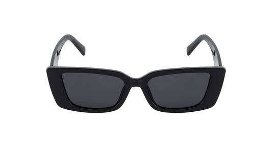 Ted Smith Men's Women's UV Protection Grey Lens Black Rectangular Sunglasses