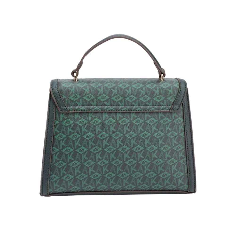 Anne Klein Solid Faux Leather Zipper Closure Women's Satchel Bag (Green, XL)