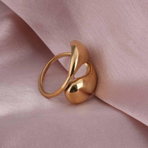 PALMONAS Gold Plated Adjustable Finger Ring for Women - Gift for Girls & Women | Waterproof & Anti Tarnish Rings, 18k Gold Plated Rings