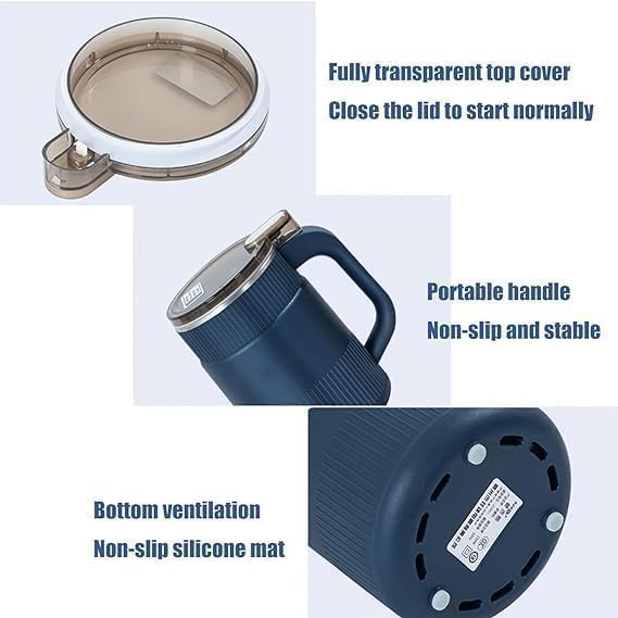 Portable Electric Grinder for Spices, Coffee, Herbs, and Grains – Stainless Steel Mini Mixer Grinder Machine for Kitchen, Home – Small Size Masala Mixer with Powerful Motor (1, Blue Handle Coffee, M)