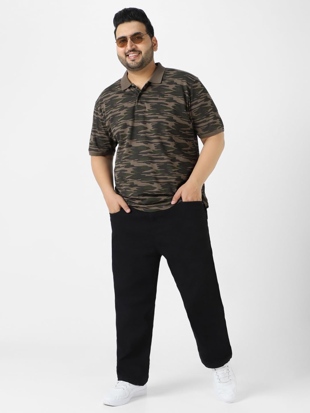 Urbano Plus Men's Green Military Camouflage Printed Regular Fit Cotton Polo T-Shirt (pluspolop-camo-grndgrn-3xl)