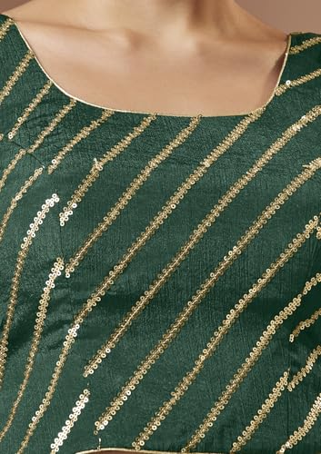SALWAR STUDIO Green Georgette Sleeveless Readymade Blouse