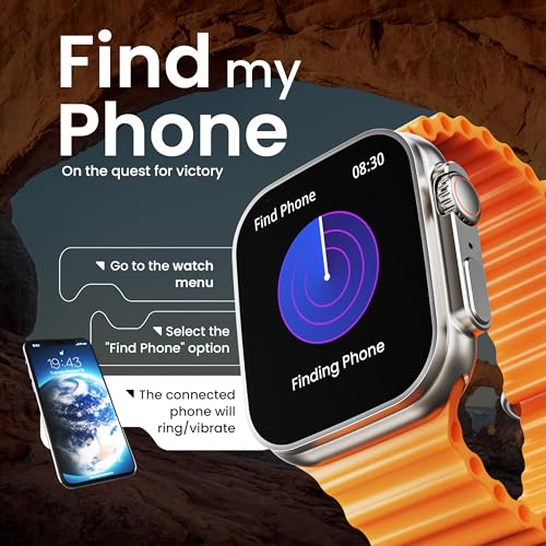 GOBOULT Newly Launched Crown Smart Watch 1.95'' Screen, BT Calling, Working Crown, Zinc Alloy Frame, 900 Nits Brightness, AI Voice Assistant, SpO2 Monitoring, 120+ Sports Mode (Tangerine)