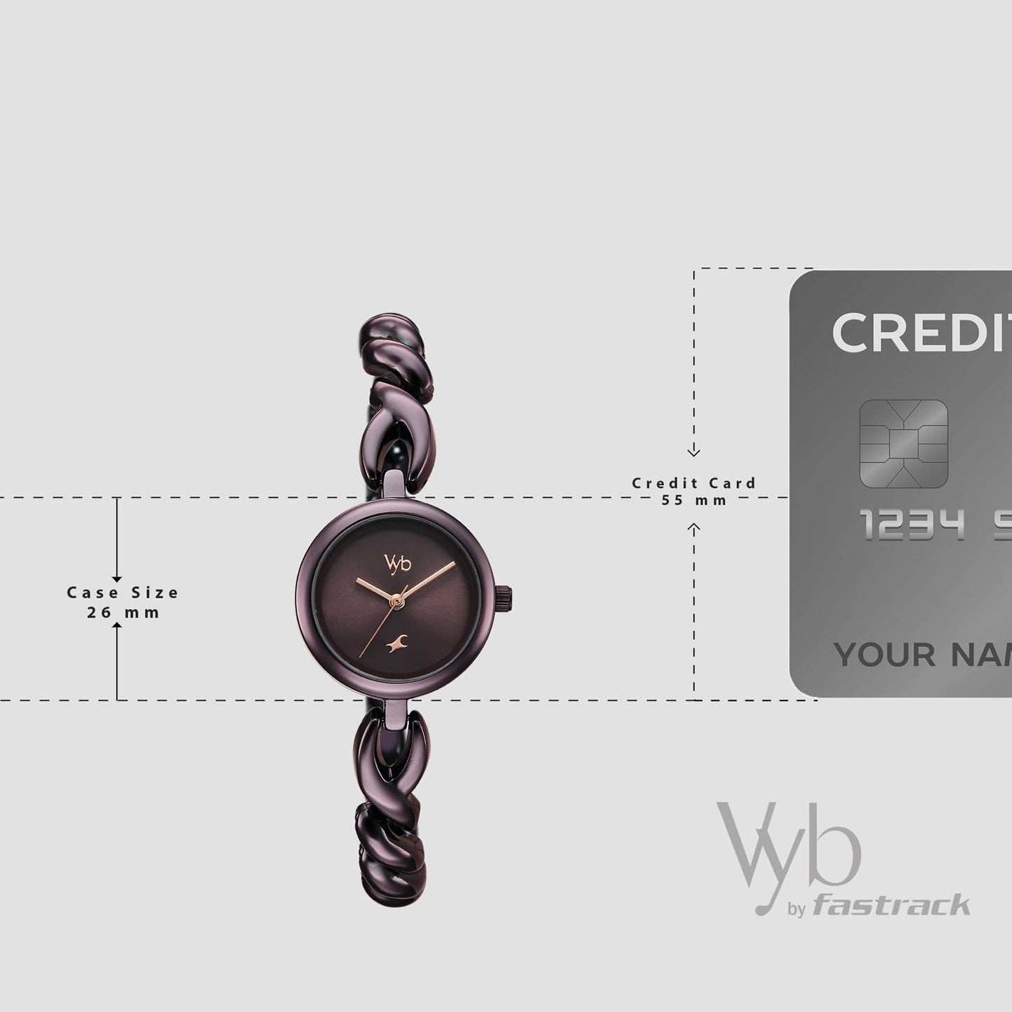 Fastrack Vyb Siren Quartz Analog Purple Dial Purple Stainless Steel Strap Watch for Women - FV60099QM01W