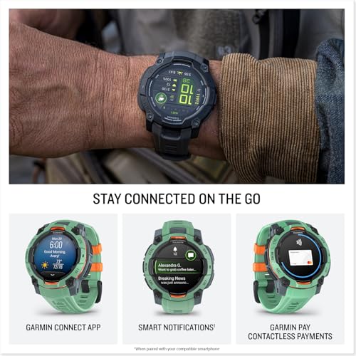 Garmin Instinct® 3 45mm, AMOLED Display, Rugged Outdoor GPS Smartwatch, Metal-Reinforced Bezel, Built-in Flashlight, Up to 18 Days of Battery Life, Neo Tropic