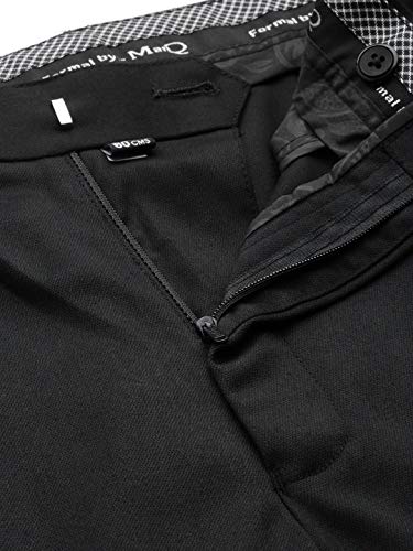 MANQ Men Black Solid Slim Fit Double Breasted Suit (Size: 40)