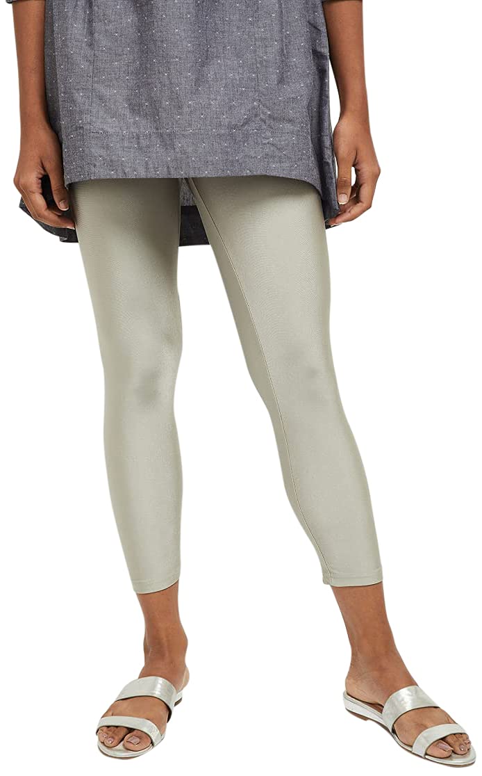 Max Women Solid Ankle-Length Leggings (NOOSAL21SI_Silver_M) Regular