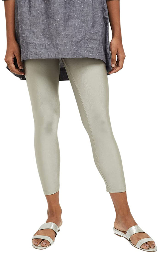 Max Women Solid Ankle-Length Leggings (NOOSAL21SI_Silver_M) Regular