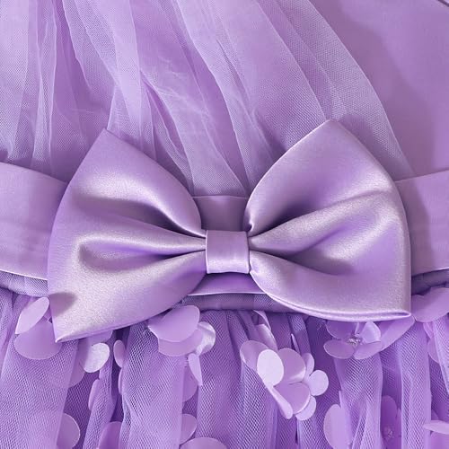 Hopscotch Girls Lilac Short Sleeves Floral Applique Party Dress for Age (3-4 Years)